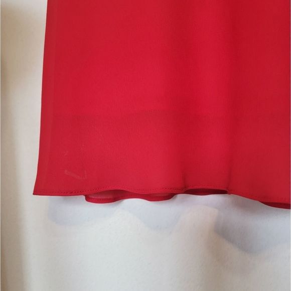 Vintage sexy red flowy dress. Wrap top. V-neck. Size 9. CANADIAN MADE - Picture 5 of 9